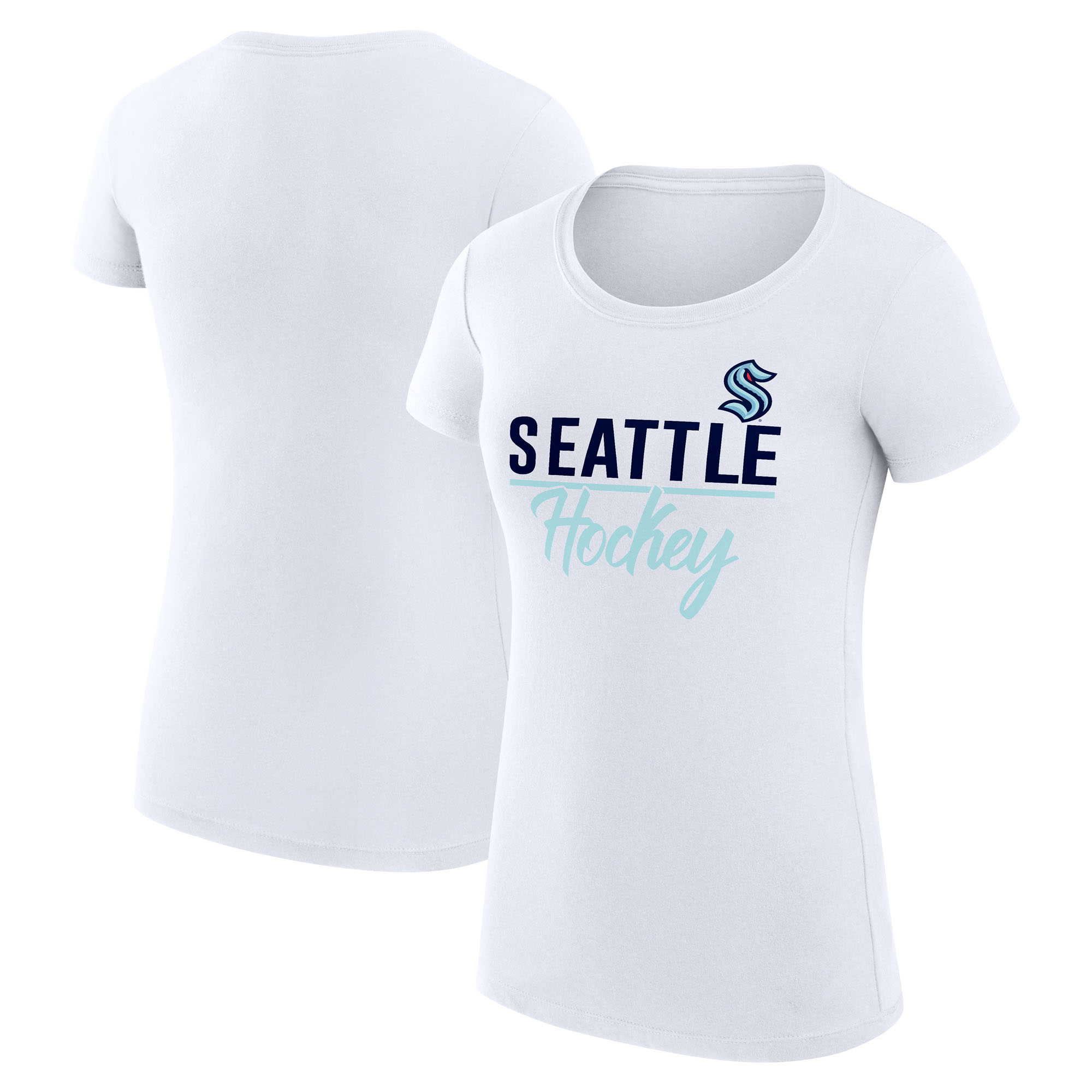 Women's G-III 4Her by Carl Banks White Seattle Kraken Super-Slim Fit Lightweight Team Sport T-Shirt
